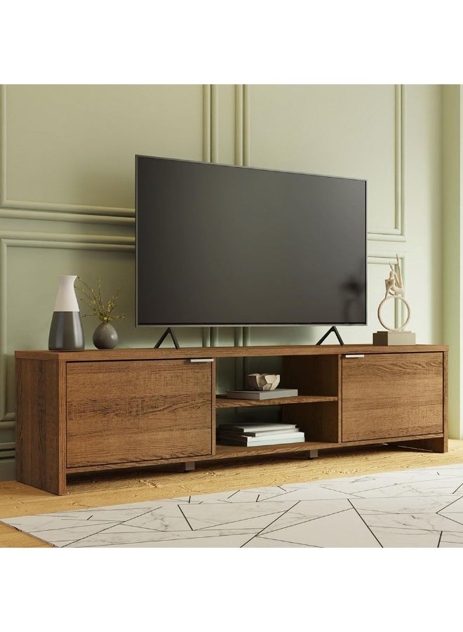 Madesa TV Stand Large Media Console with Cable Management for 65, 75 Inch Media Storage Gaming Living Room Entertainment Center Wooden Television Cabinet - Rustic Brown - Image 1